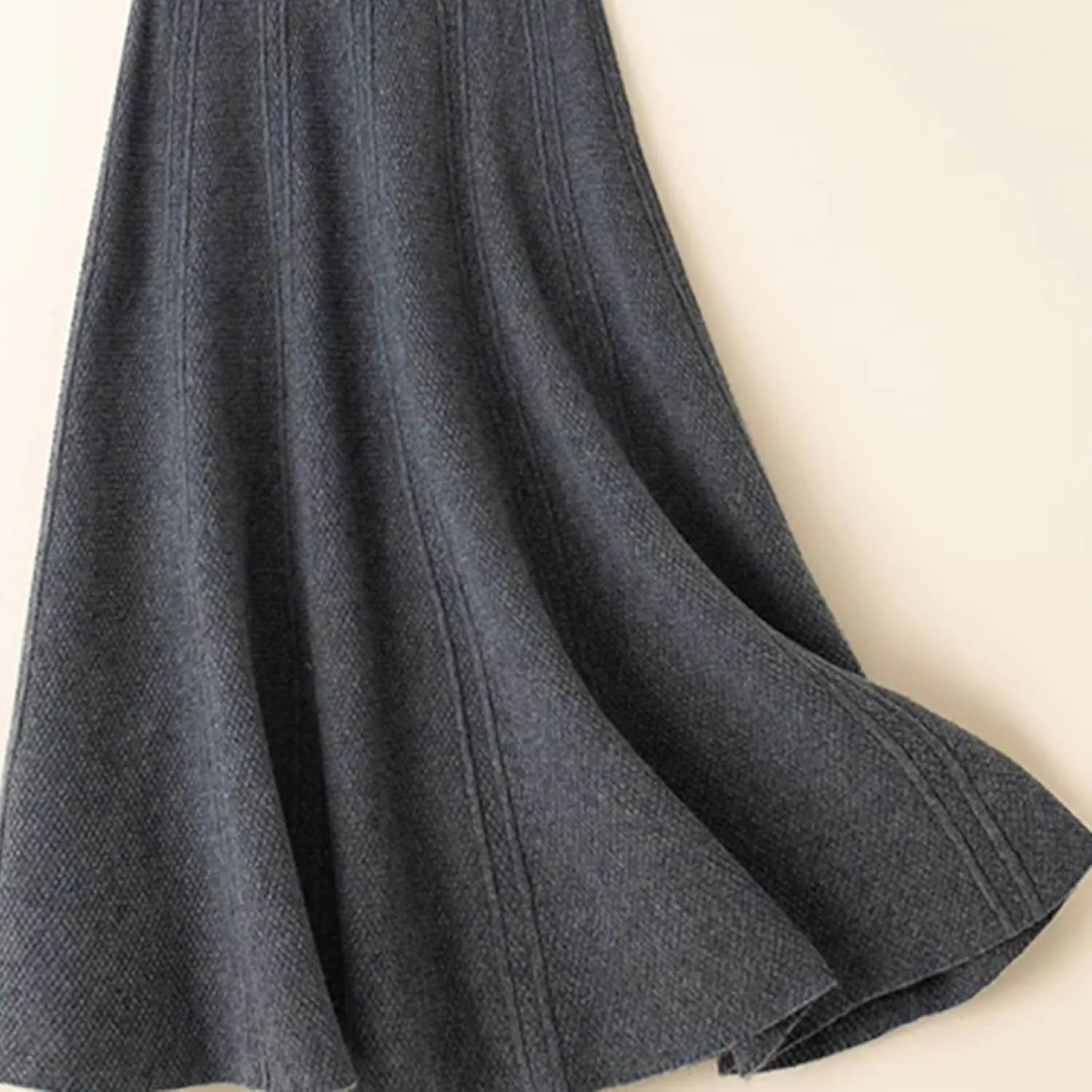 100% Merino Wool Skirt Women's High Waist Knitted Umbrella Skirt Autumn and Winter Skirt