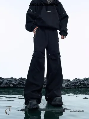 【24s Dec】Deconstructed Pleated Metal Button Straight Leg Casual Pants
