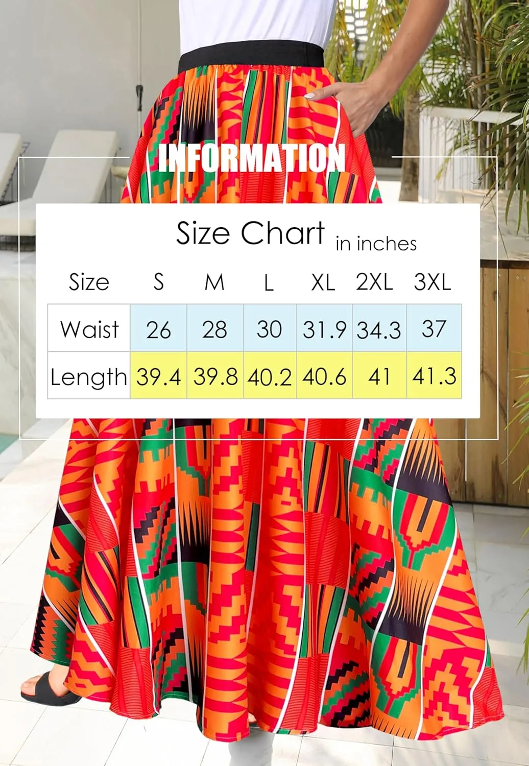 Afibi Women African Skirt Printed Ankara Maxi Skirt Dashiki Long Skirts with Pockets