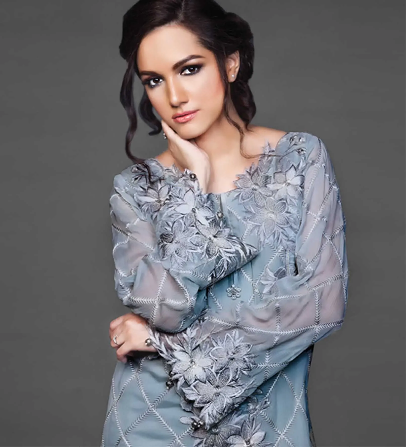Anaya Festive Chiffon Collection – Silver Green