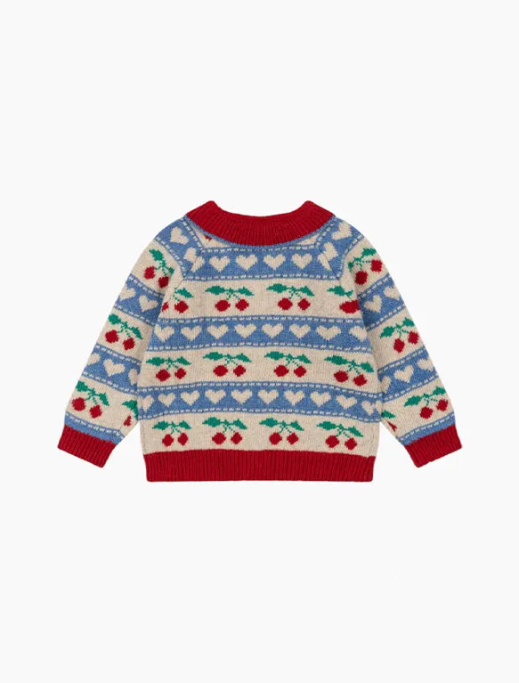 Belou Knit Cardigan in Cherry Stripe