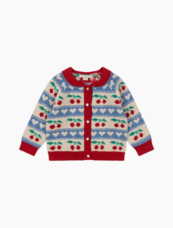 Belou Knit Cardigan in Cherry Stripe