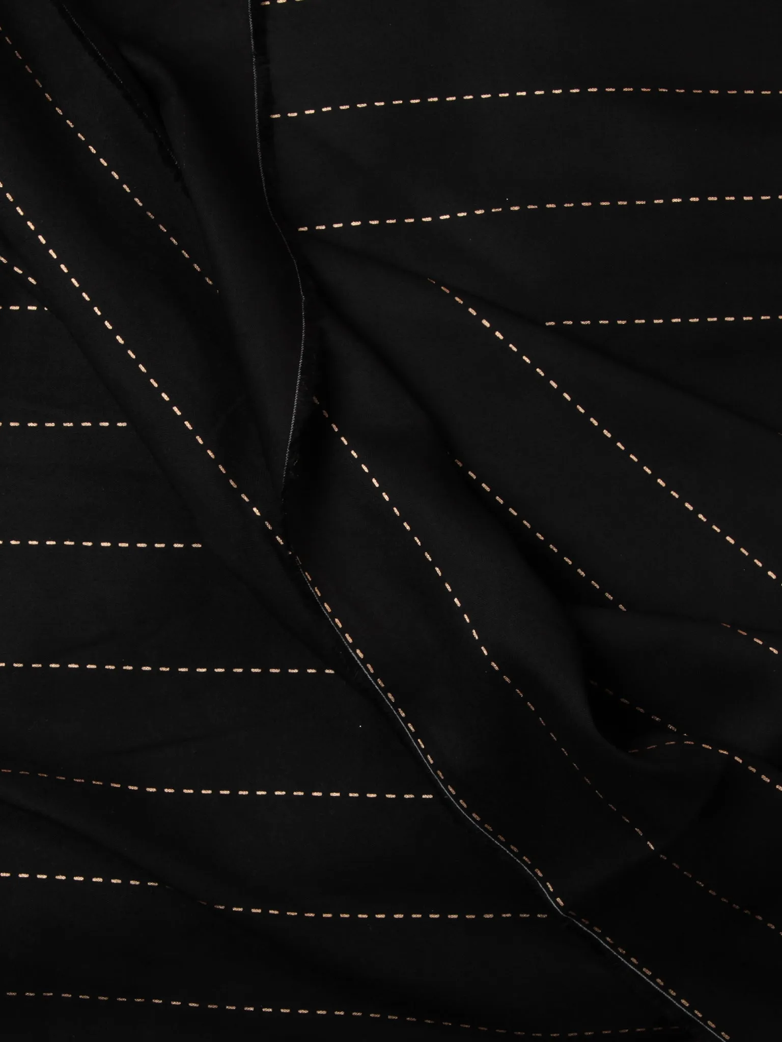 Black Golden Block Printed Cotton Fabric Per Meter - F001F2381