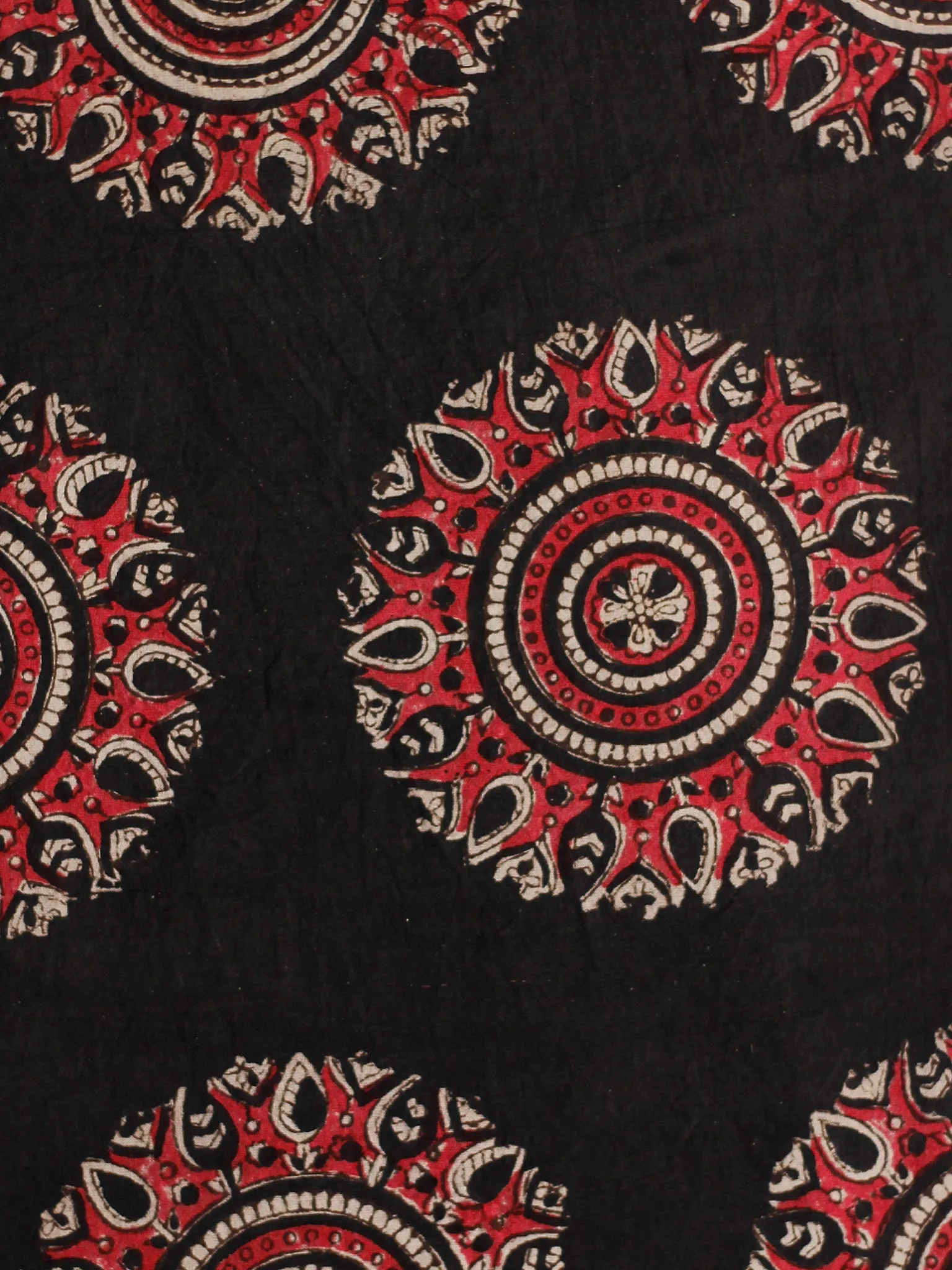 Black Ivory Red Hand Block Printed Cotton Fabric Per Meter - F001F1818
