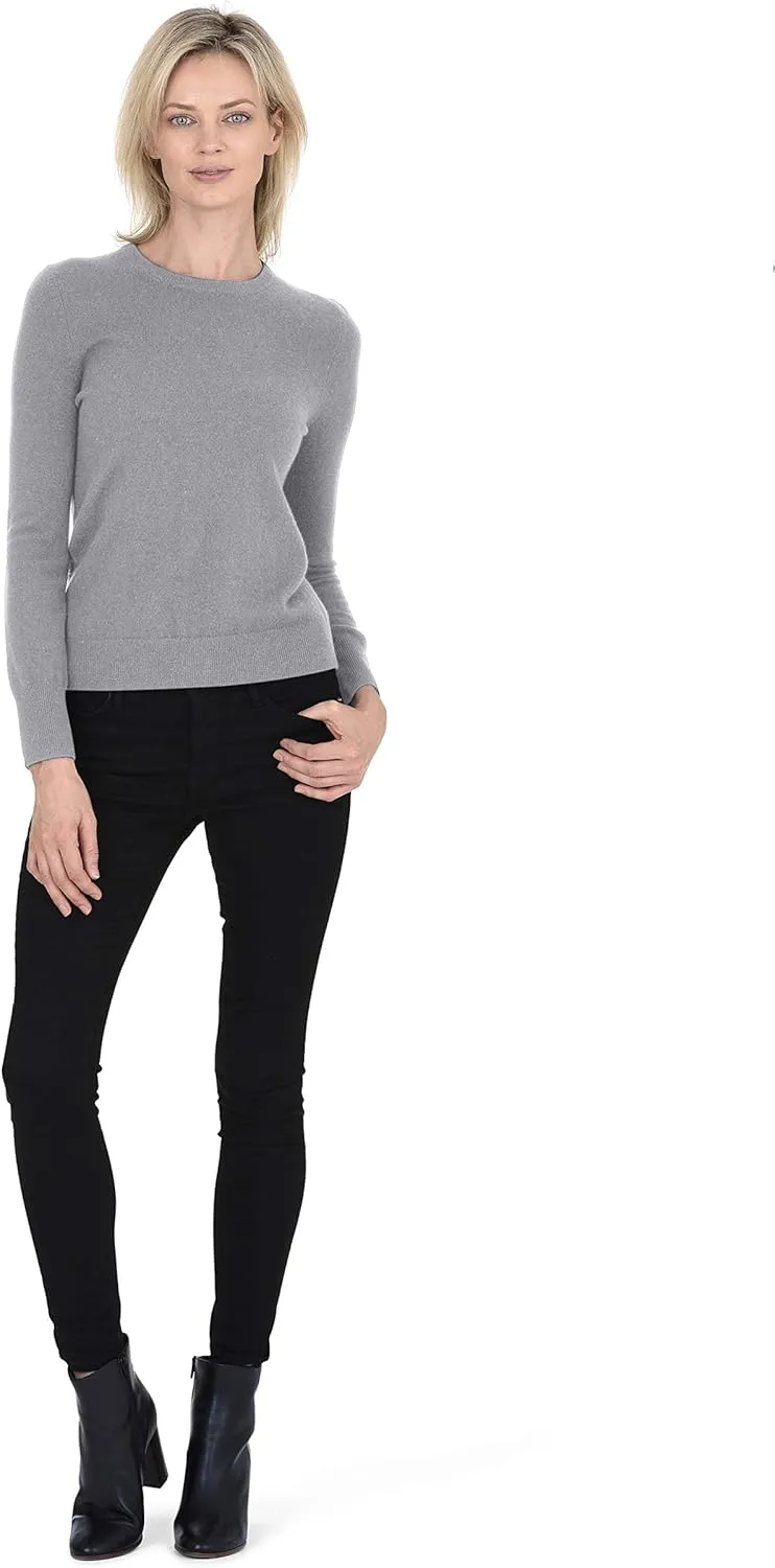 Cashmeren Womens Basic Crewneck Sweater 100% Pure Cashmere Long Sleeve Round Neck Pullover