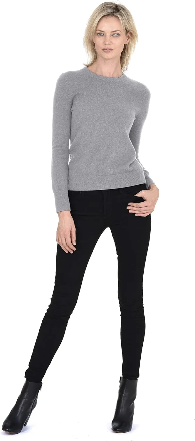 Cashmeren Womens Basic Crewneck Sweater 100% Pure Cashmere Long Sleeve Round Neck Pullover