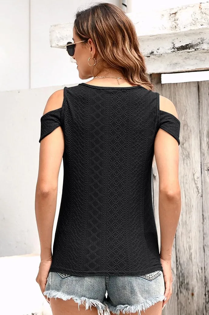 Disamer Womens Tops Summer Off The Shoulder 2025 Spring Fashion Short Sleeve T Shirt Basic Tees Sexy Dressy Casual Blouse