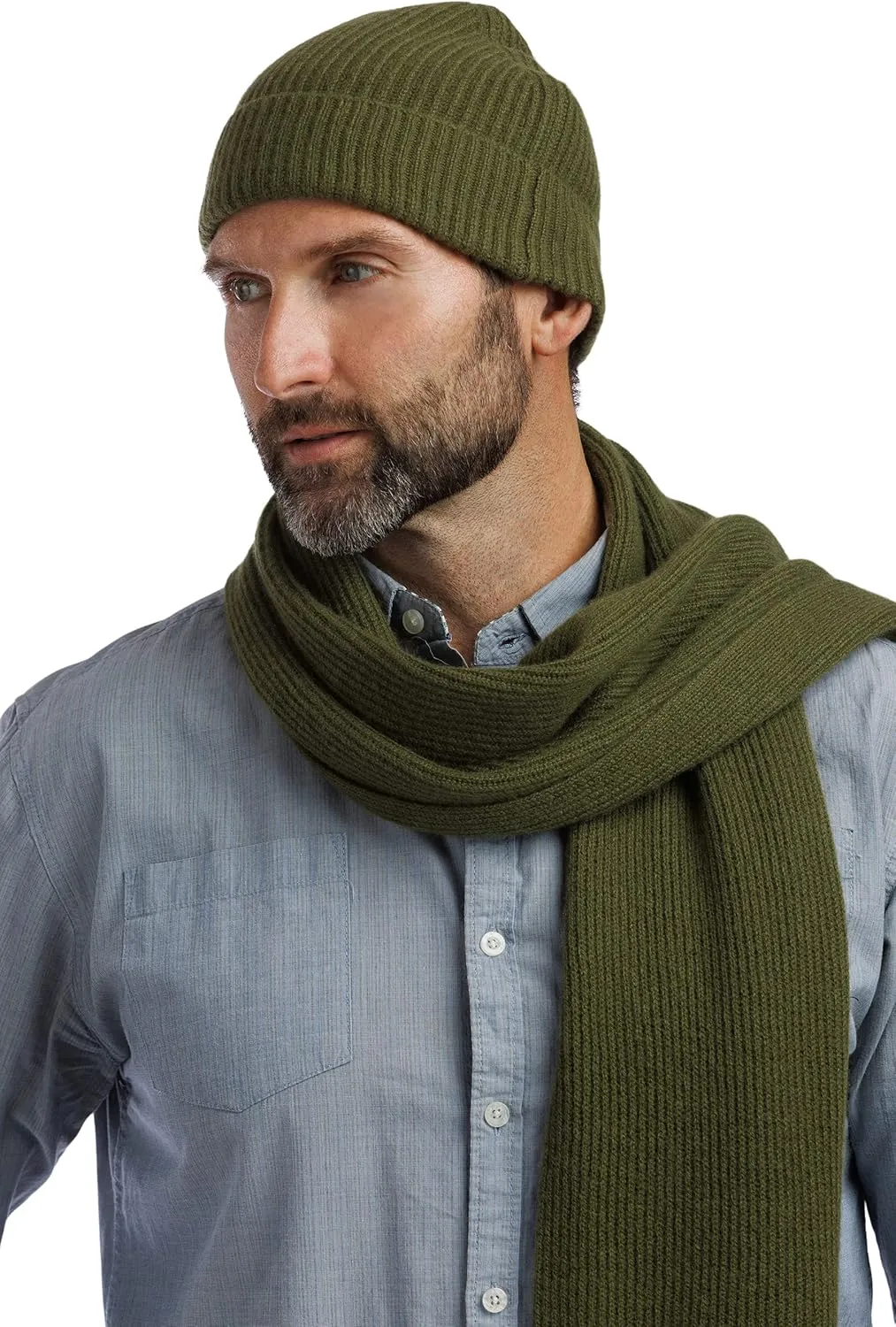 Fishers Finery Men's 100% Pure Cashmere Ribbed Cuffed Hat; Ultra Plush