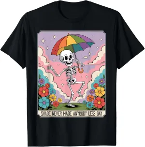 Funny Retro Skeleton LGBTQ Pride Quote Rainbow Umbrella T-Shirt