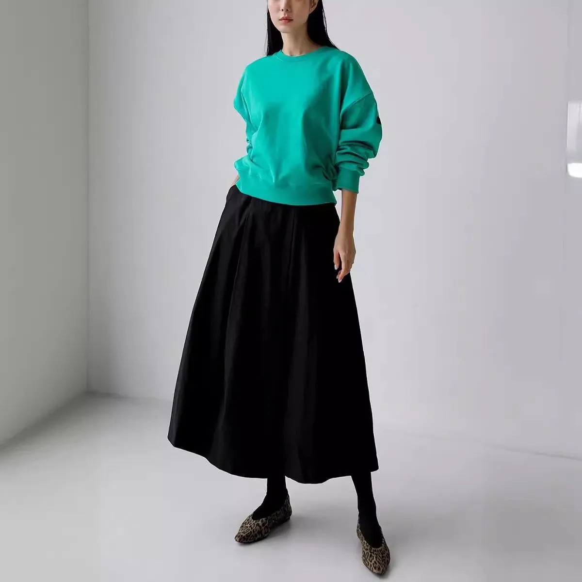 Girlary-shop 2000s fashion New Elastic Waist Skirt Women's A- line Skirt Mid-Length Fashion Casual Skirt Versatile Large Swing Temperament Loose Skirt