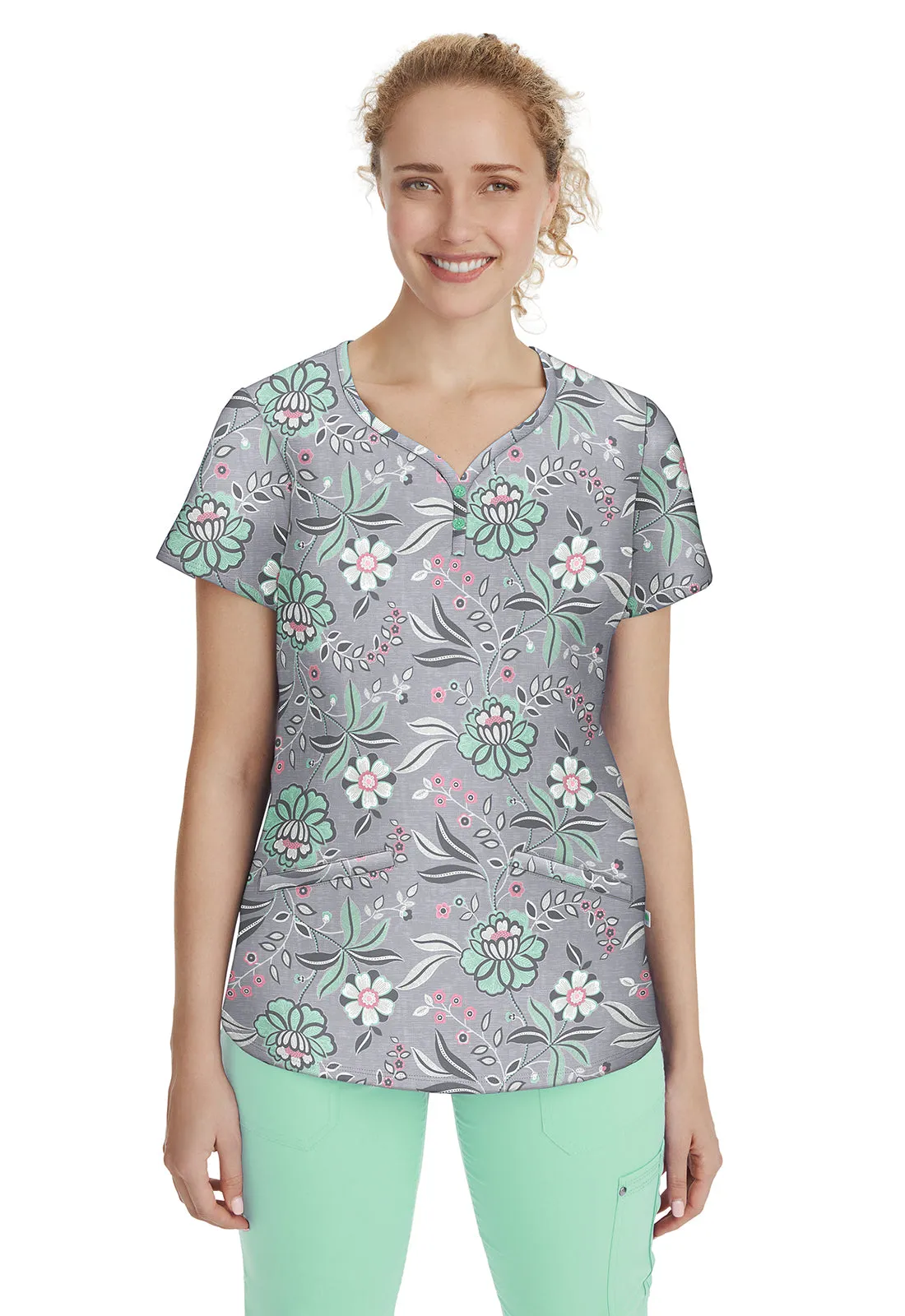 HH Premiere Label - Women's Cool Mint Isabel Print Scrub Top