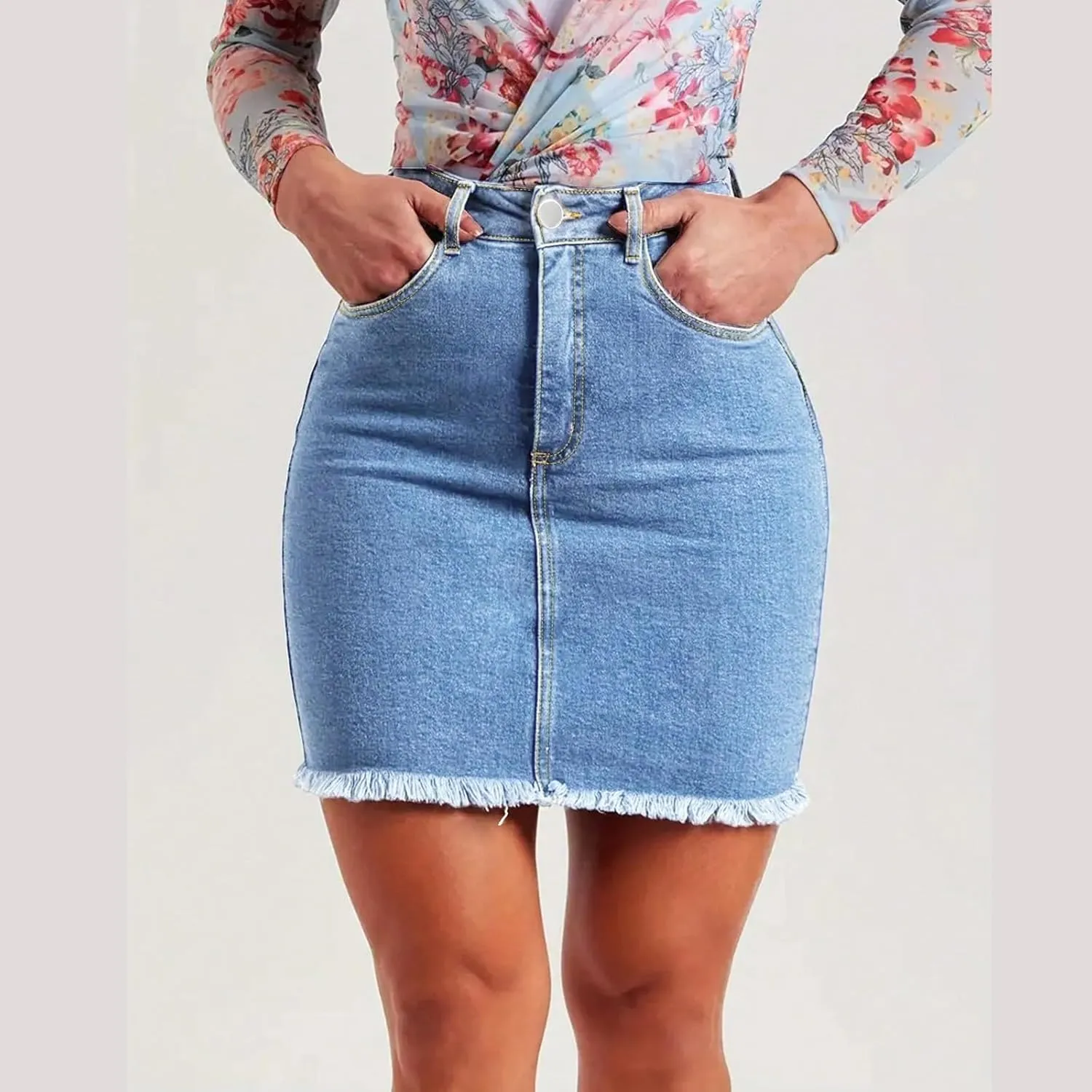 Jean Skirts for Women Denim High Waisted Short Mini Skirt Casual Summer Frayed Hem Cute Jeans Skirts 2025