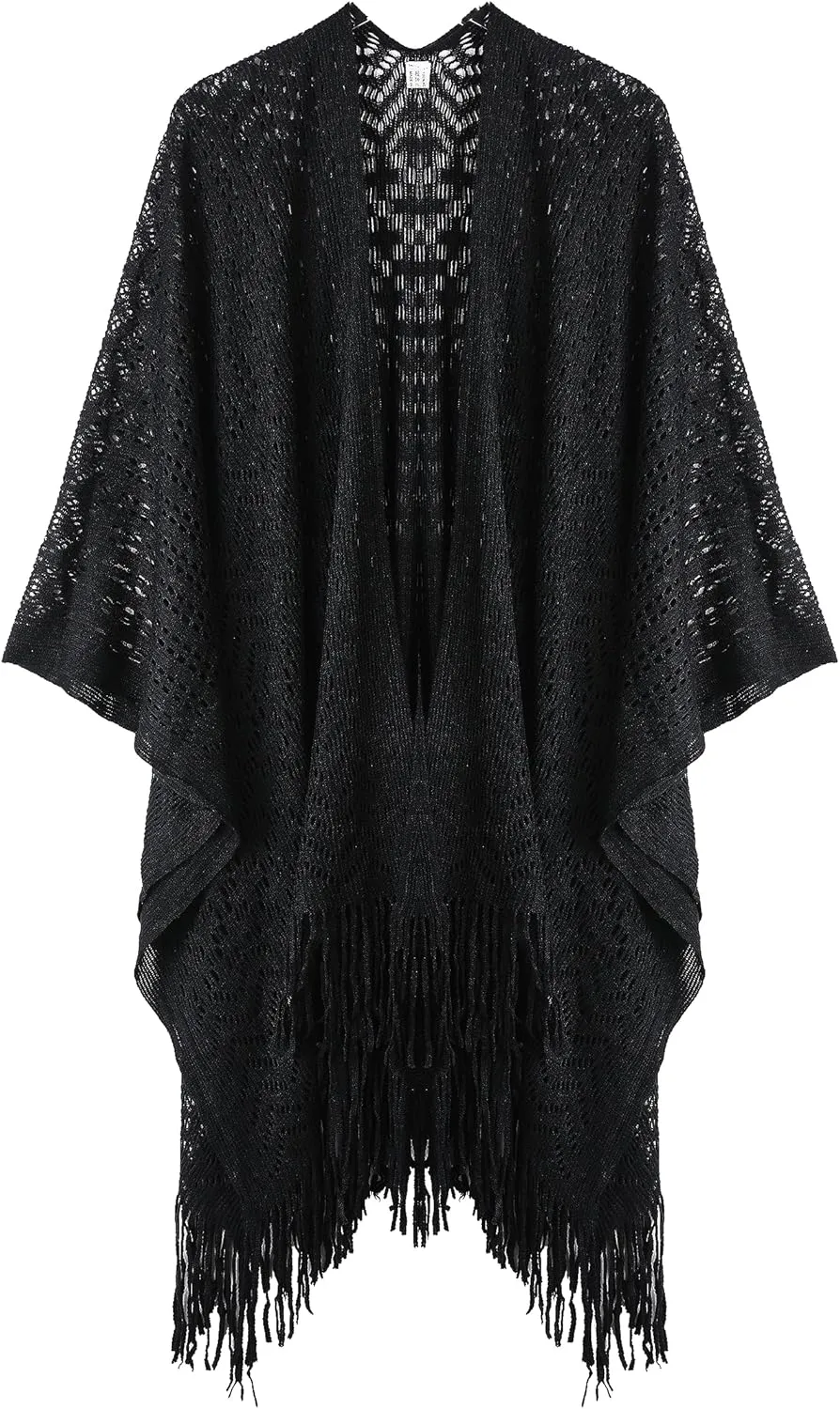 Knit Shawl Wraps Tassel Open Front Poncho Cape for Women, Ladies Fringed Knitted Cardigan for Fall Winter