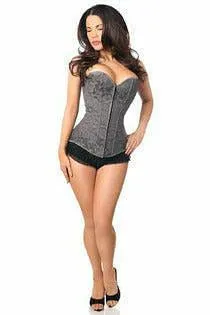 Lavish Dark Grey Lace Overbust Corset w/Zipper