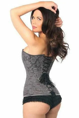 Lavish Dark Grey Lace Overbust Corset w/Zipper