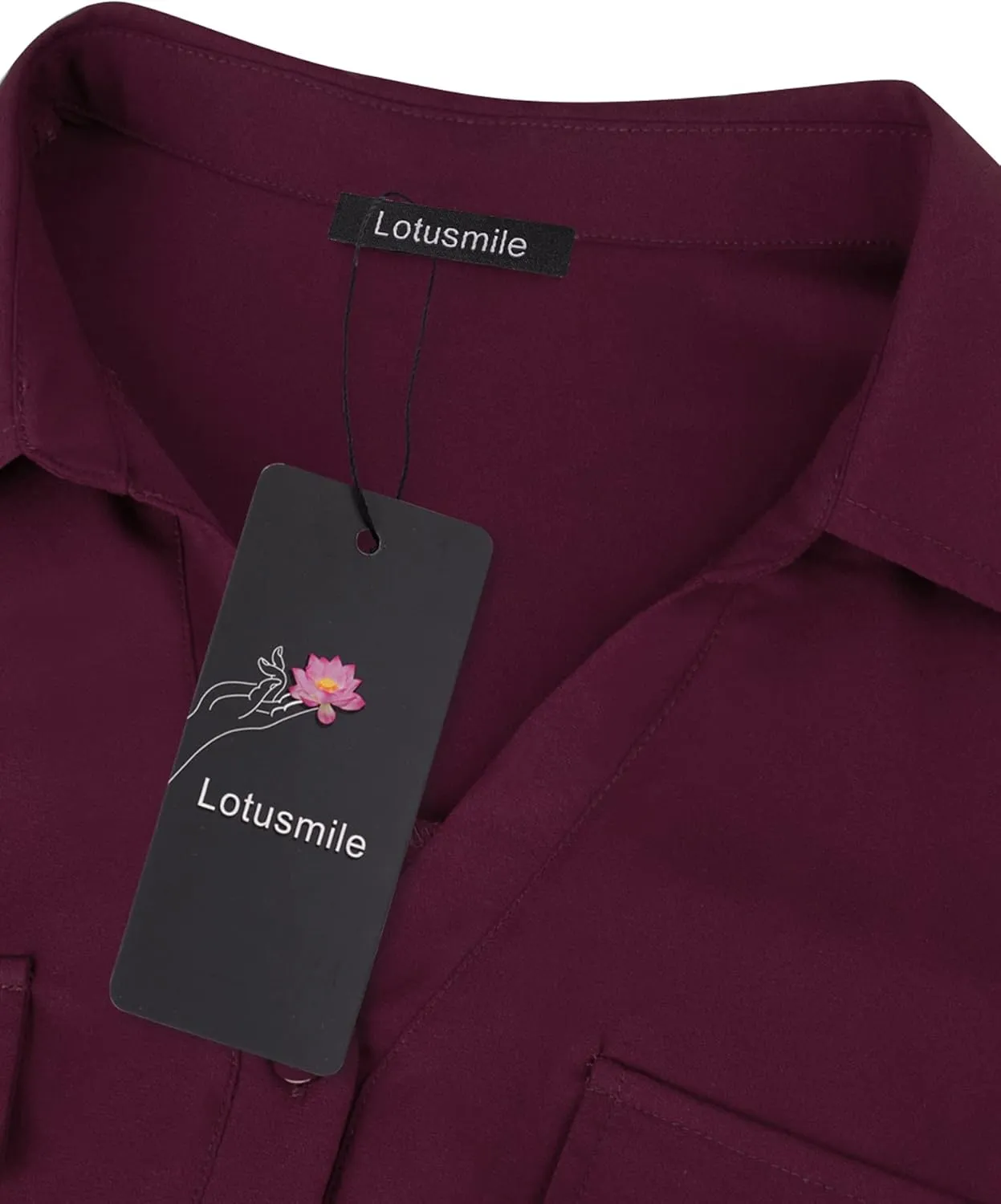 Lotusmile Women's Dressy Lapel Button Down Shirts for Work Office Business Casual Chiffon Blouse Tops