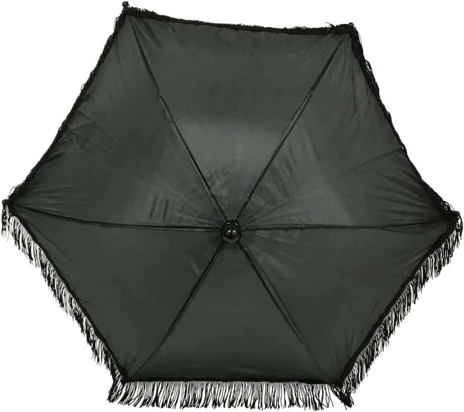 Mardi Gras Spot Black Decorative Umbrella with Fringe 14.5" (Each)