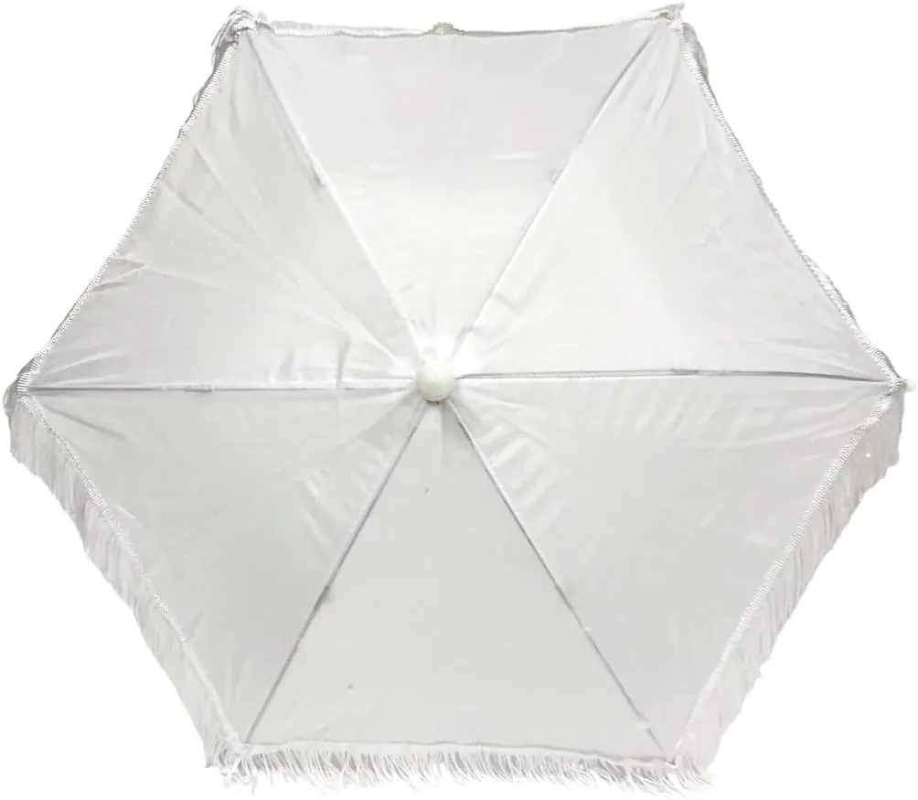 Mardi Gras Spot White Umbrella with Fringe 14.5" (Each)