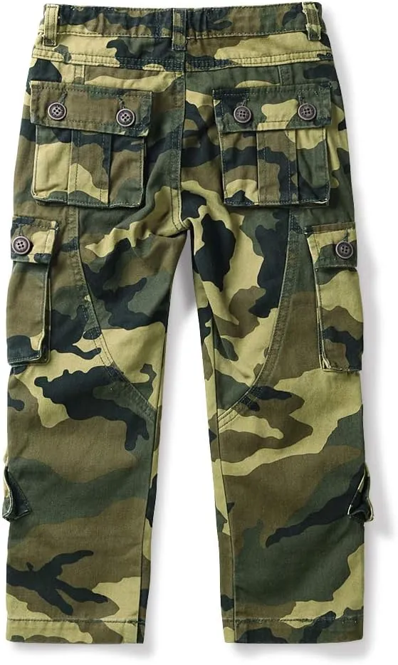 Mesinsefra Boys' Military Cargo Pants,Kids Cotton Multi Pocket Casual Outdoor Trousers