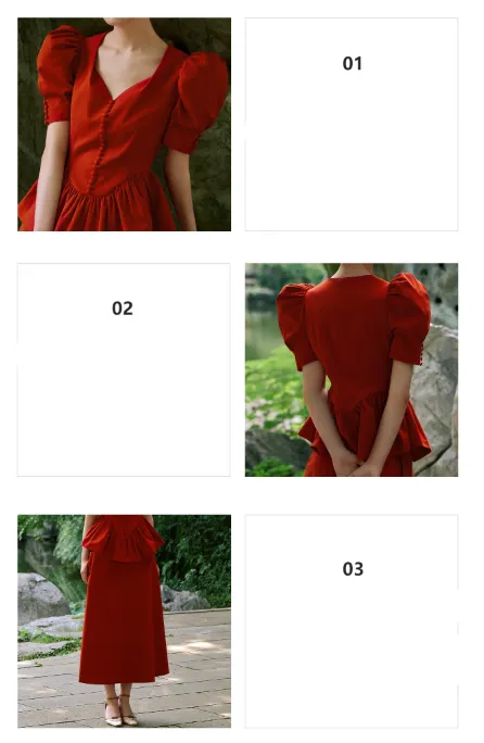 Orange Red Waisted Clothes Umbrella Skirt Short Sleeves- Mola