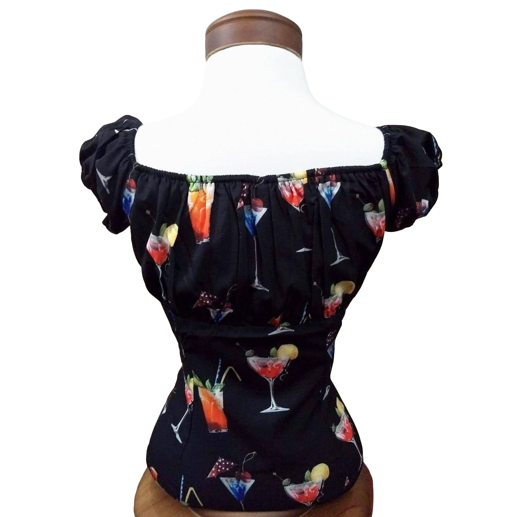 Pinup Peasant Top in Cocktails Print