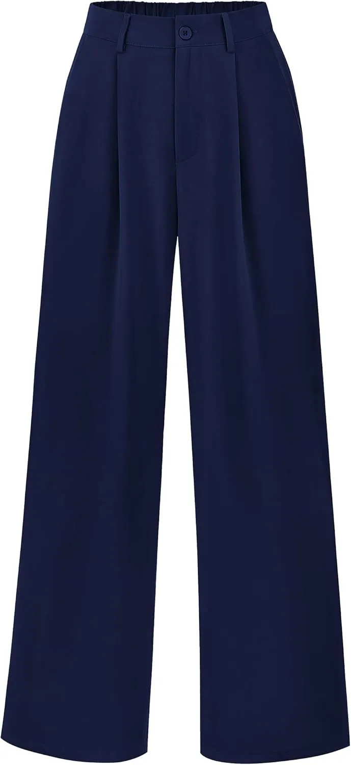 PRETTYGARDEN Palazzo Pants for Women Dressy High Elastic Waisted Business Casual Wide Leg Trousers Pant