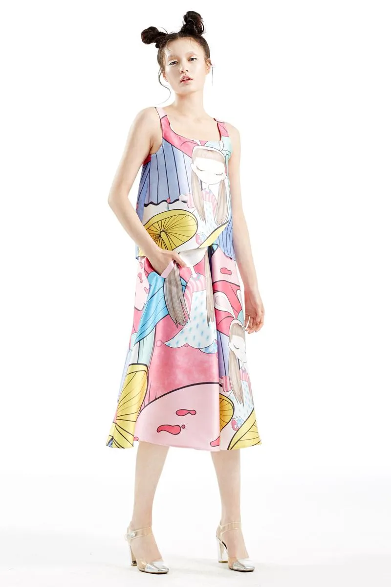 Series print full umbrella skirt- Sori