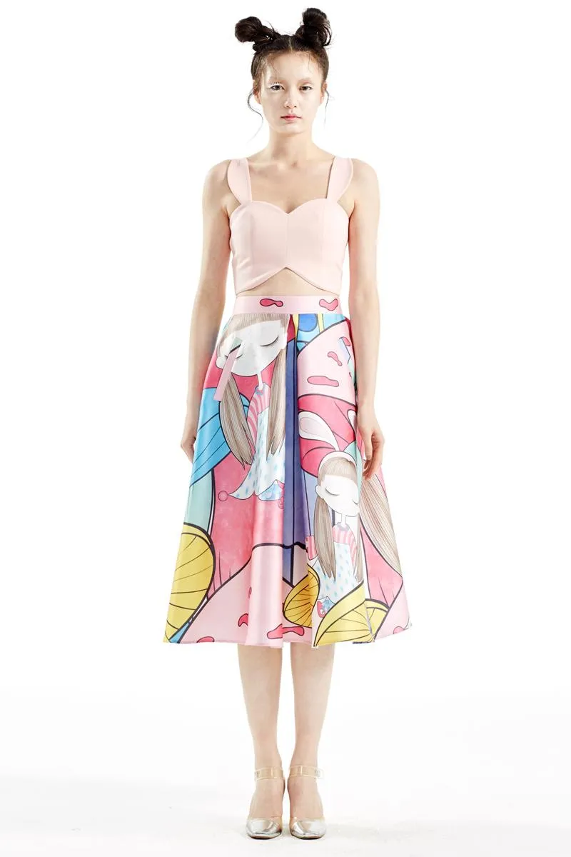 Series print full umbrella skirt- Sori