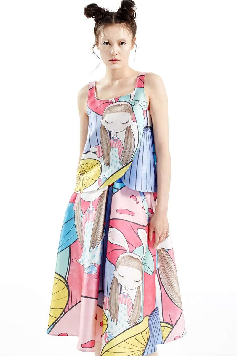 Series print full umbrella skirt- Sori