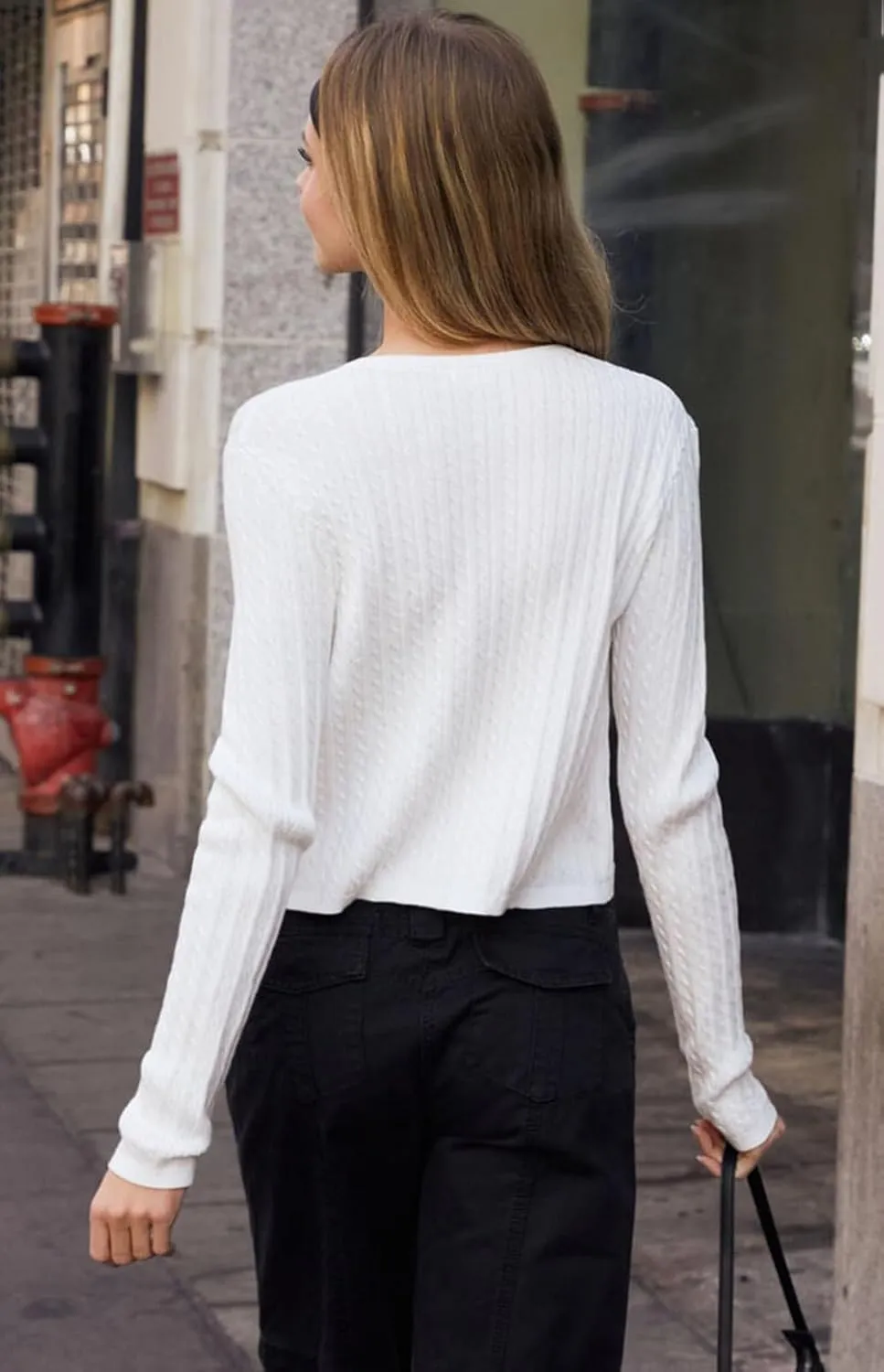 Women Cable Knit Button Up Cropped Cardigan Sweater Button-Down Front Slim Fit Short Cardigans Outerwear