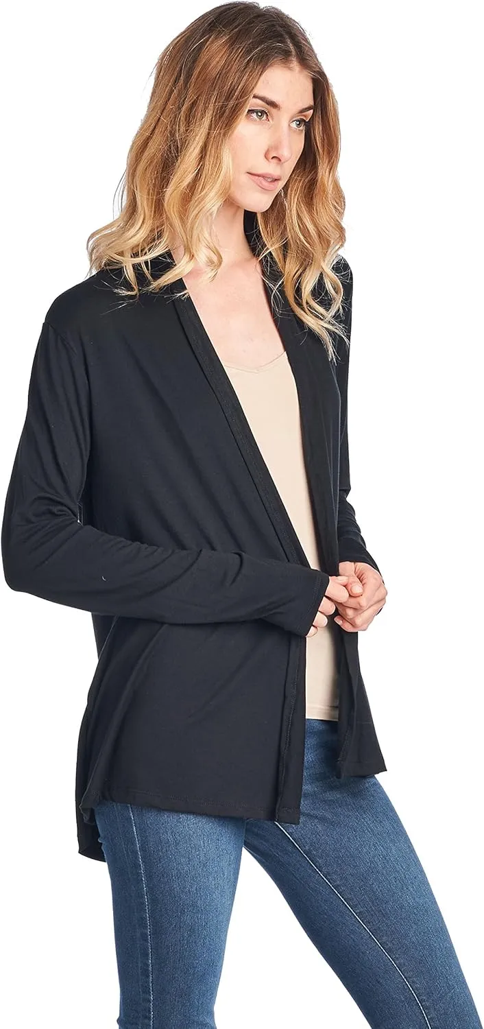 Women Casual Open Front Long Sleeve Lightweight Softest Viscose Made from Bamboo Cardigan