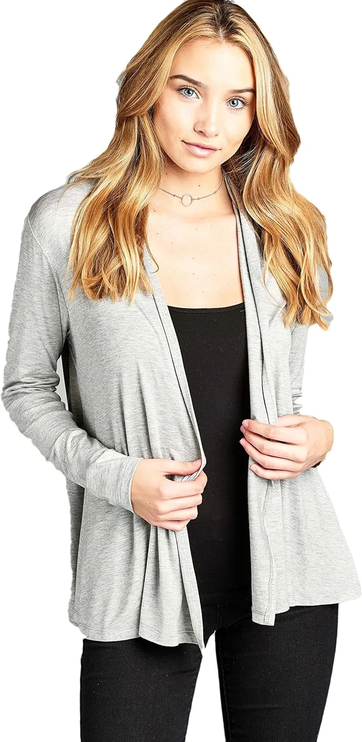 Women Casual Open Front Long Sleeve Lightweight Softest Viscose Made from Bamboo Cardigan