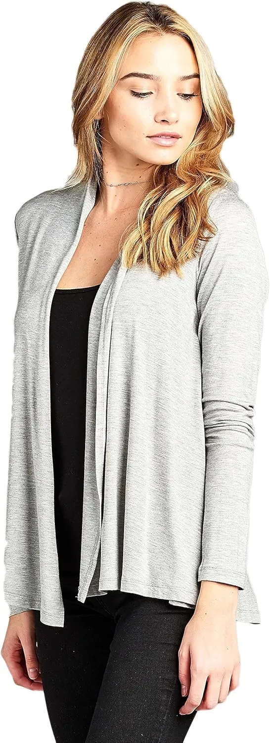 Women Casual Open Front Long Sleeve Lightweight Softest Viscose Made from Bamboo Cardigan