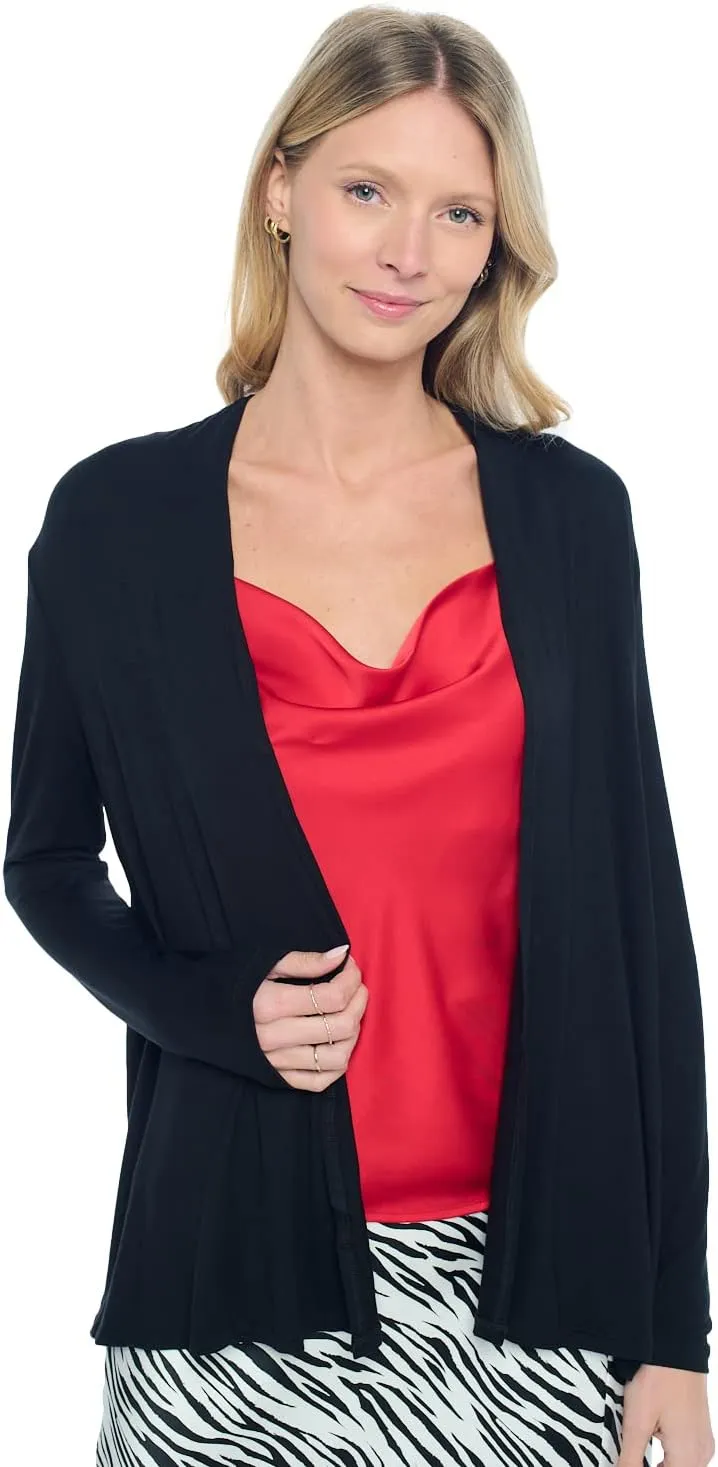 Women Casual Open Front Long Sleeve Lightweight Softest Viscose Made from Bamboo Cardigan