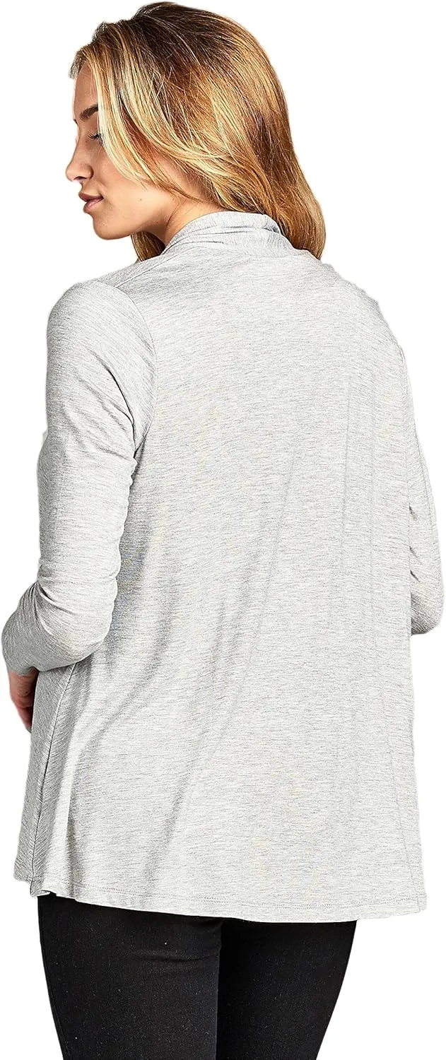 Women Casual Open Front Long Sleeve Lightweight Softest Viscose Made from Bamboo Cardigan