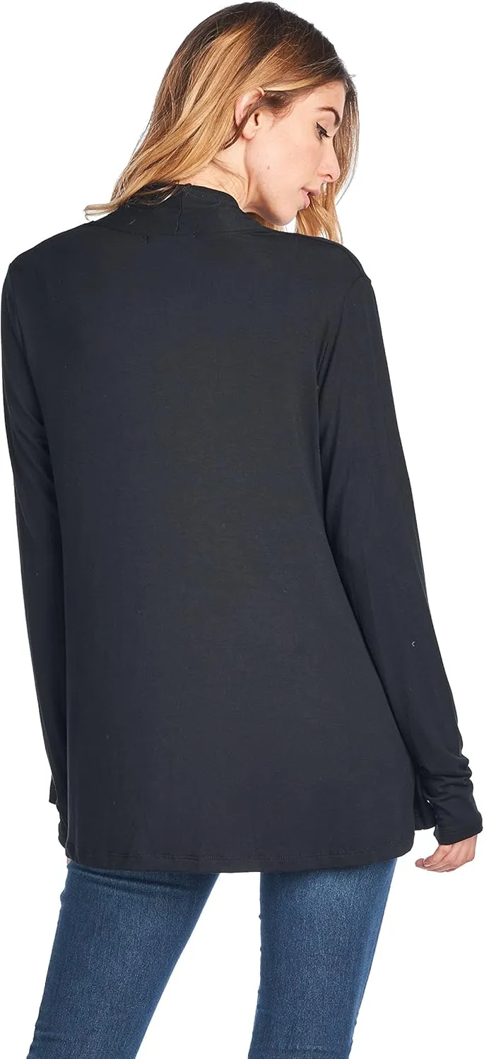 Women Casual Open Front Long Sleeve Lightweight Softest Viscose Made from Bamboo Cardigan