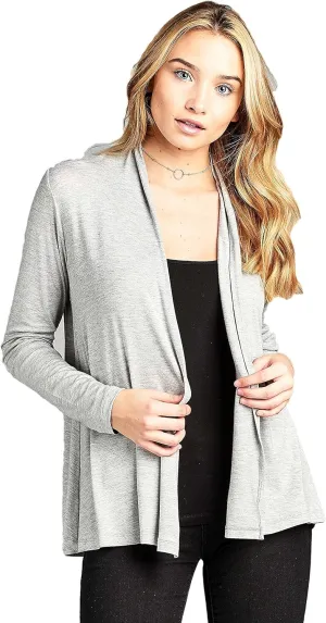 Women Casual Open Front Long Sleeve Lightweight Softest Viscose Made from Bamboo Cardigan