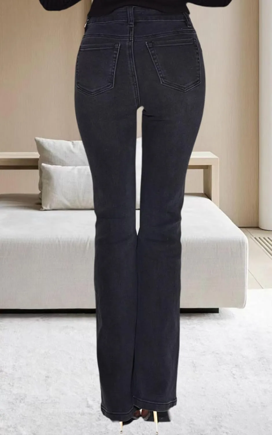 Women's Casual Straight Leg Jeans High Waist Stretchy Classic Denim Pants with Pocket
