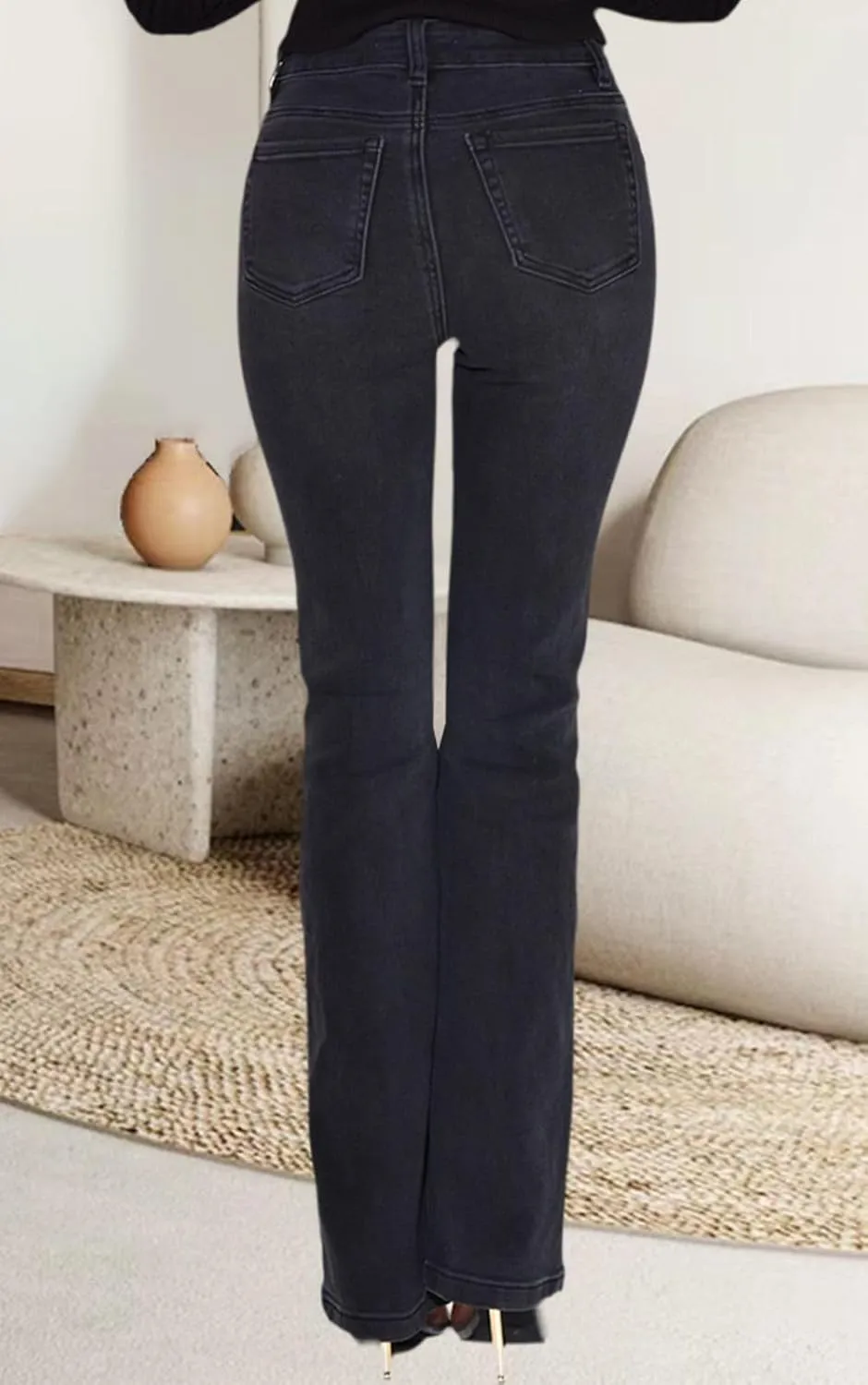 Women's Casual Straight Leg Jeans High Waist Stretchy Classic Denim Pants with Pocket