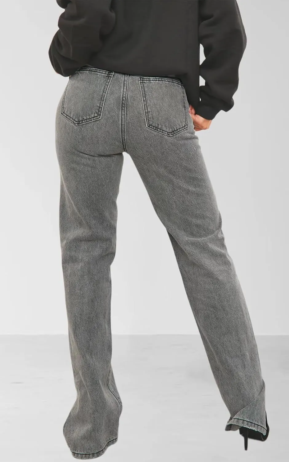 Women's Casual Straight Leg Jeans High Waist Stretchy Classic Denim Pants with Pocket