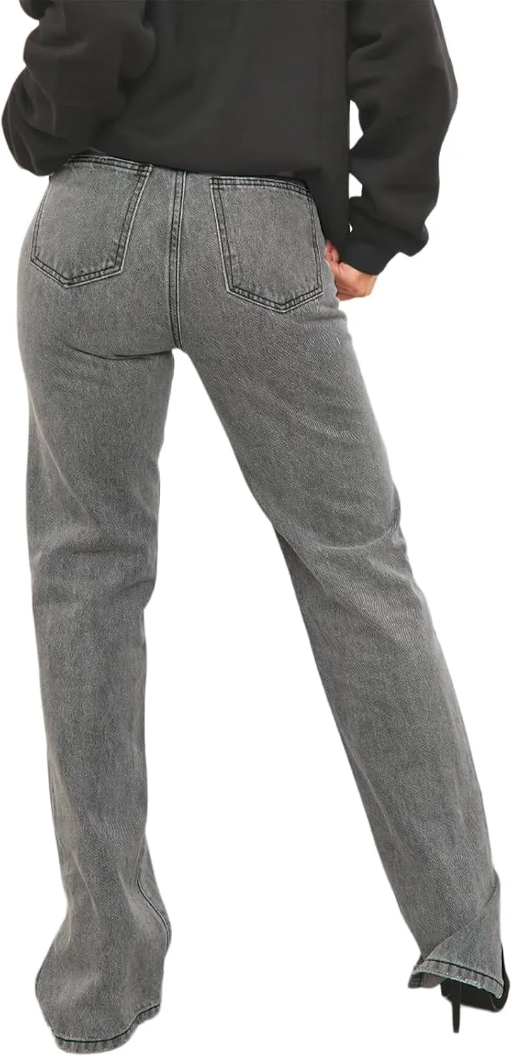 Women's Casual Straight Leg Jeans High Waist Stretchy Classic Denim Pants with Pocket