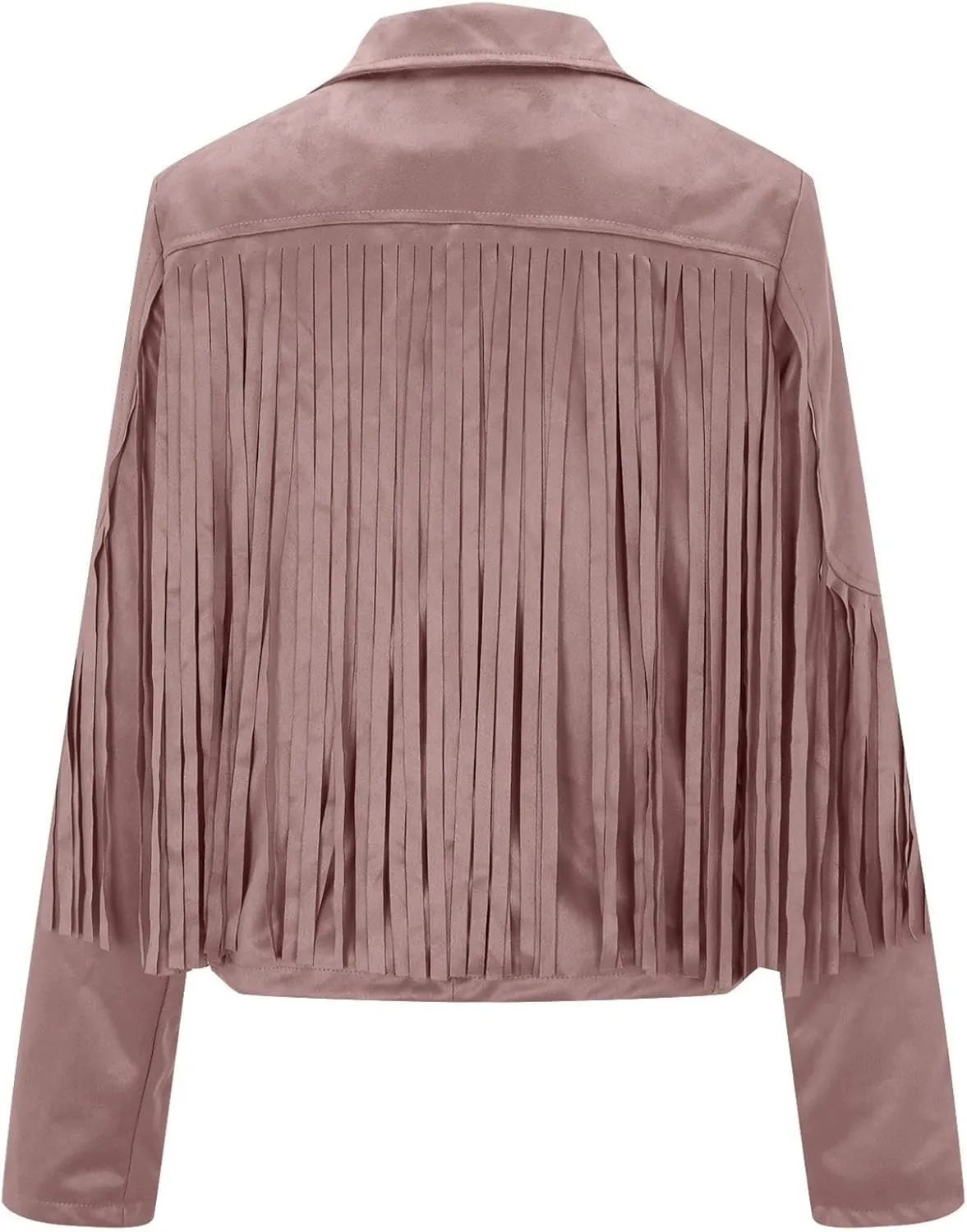Womens Fringe Jackets Plus Size Faux Suede Coat Fashion Long Sleeve Cardigan Vintage Western Hippie Clothes