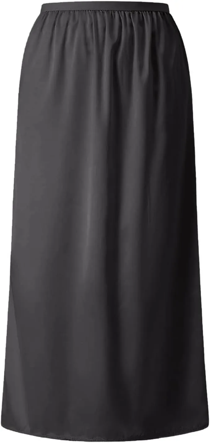 Womens Satin Half Slips with Lace Trim Long Underskirt for Under Dresses Slip Skirt Extender Anti-Static Comfort Wear