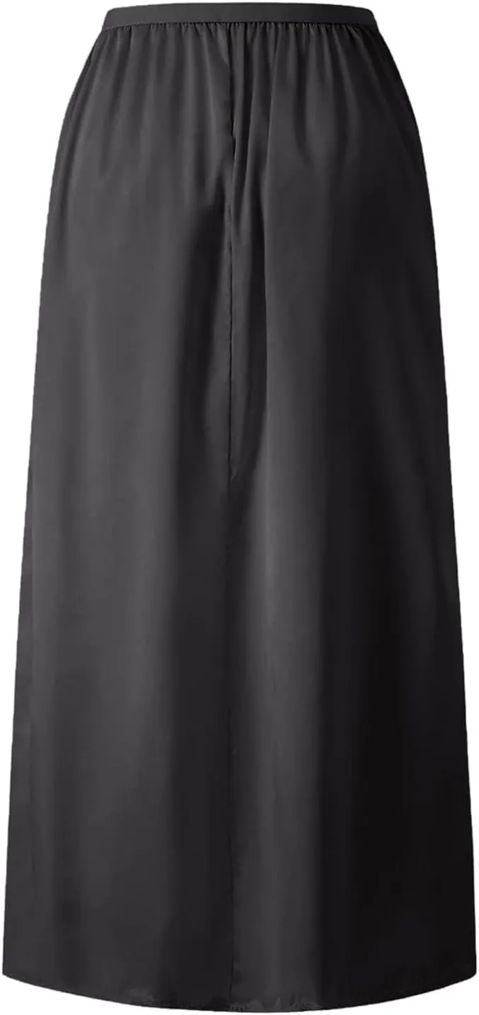Womens Satin Half Slips with Lace Trim Long Underskirt for Under Dresses Slip Skirt Extender Anti-Static Comfort Wear